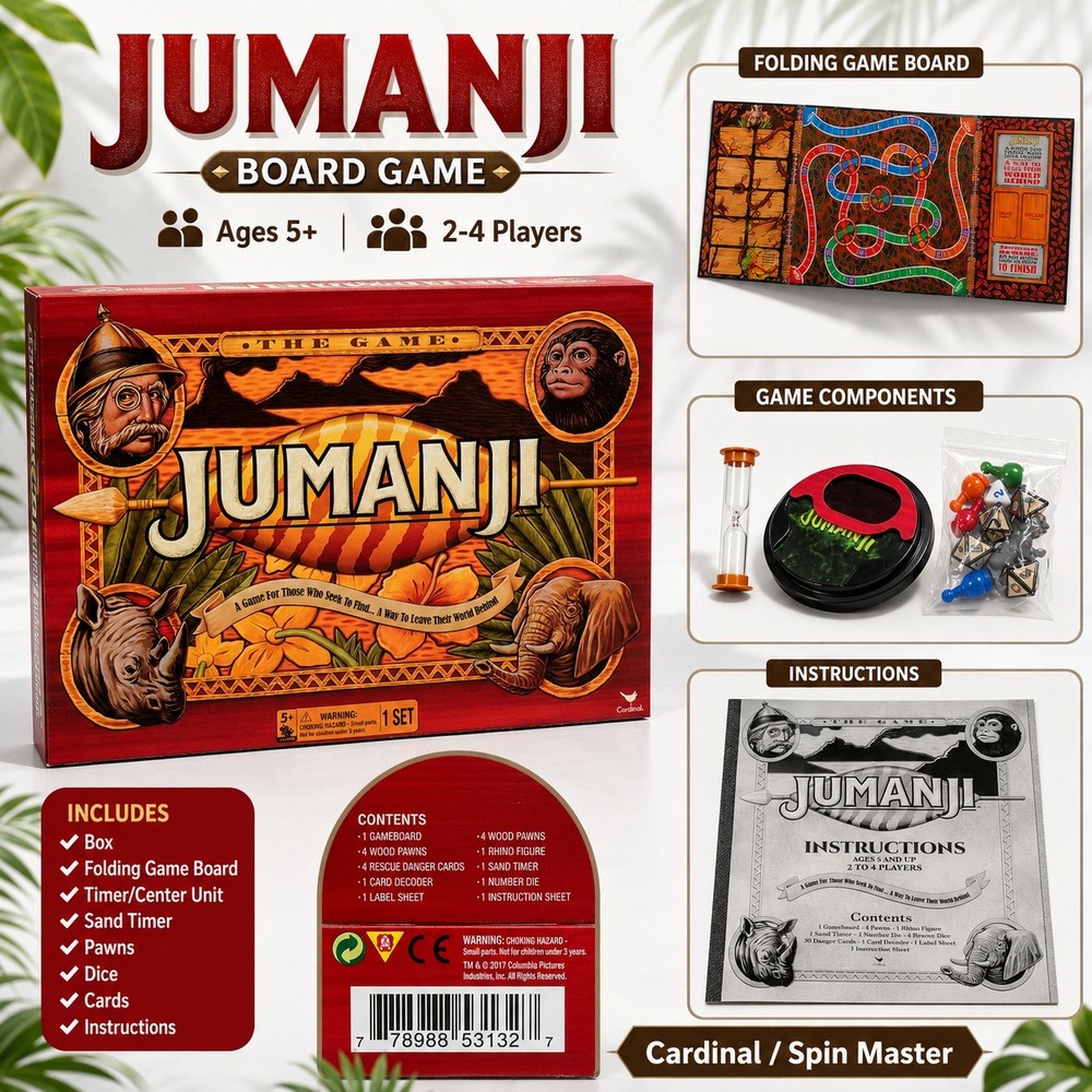 Jumanji The Game Cardinal Spin Master Board Game 2017 Edition 2-4 Players